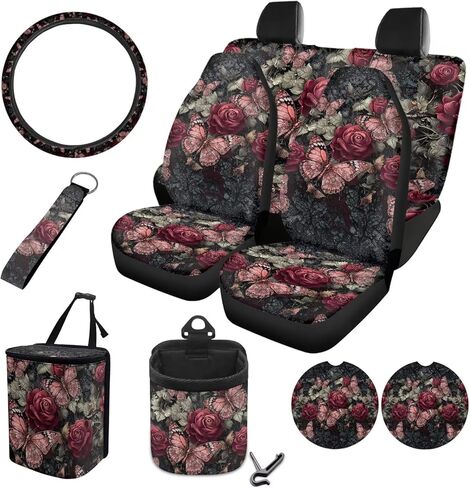 Aztec Tribal Car Seat Covers Full Set with Steering Wheel Cover for Women Universal Car Air Vent Storage Box Garbage Bag Cup Cushions Key Chain for SUV Van Sedan in Saudi Arabia
