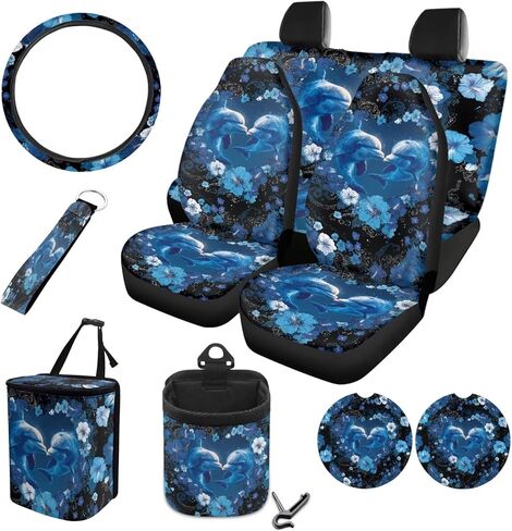 Aztec Tribal Car Seat Covers Full Set with Steering Wheel Cover for Women Universal Car Air Vent Storage Box Garbage Bag Cup Cushions Key Chain for SUV Van Sedan in Saudi Arabia