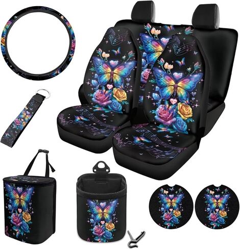 Aztec Tribal Car Seat Covers Full Set with Steering Wheel Cover for Women Universal Car Air Vent Storage Box Garbage Bag Cup Cushions Key Chain for SUV Van Sedan in Saudi Arabia