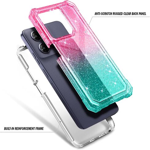 مصمم لجراب BLU View Speed ​​5G مع [واقي شاشة مدمج]، غطاء متين مقاوم للصدمات لكامل الجسم لهاتف BLU View Speed ​​5G B1550VL (أكوا/أرجواني) in Kuwait