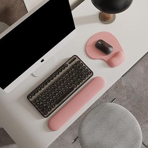 Office Mousepad with Gel Wrist Support - Ergonomic Gaming Desktop Mouse Pad Wrist Rest - Design Gamepad Mat Rubber Base for Laptop Computer -Silicone Non-Slip Special-Textured Surface (Pink) in Saudi Arabia