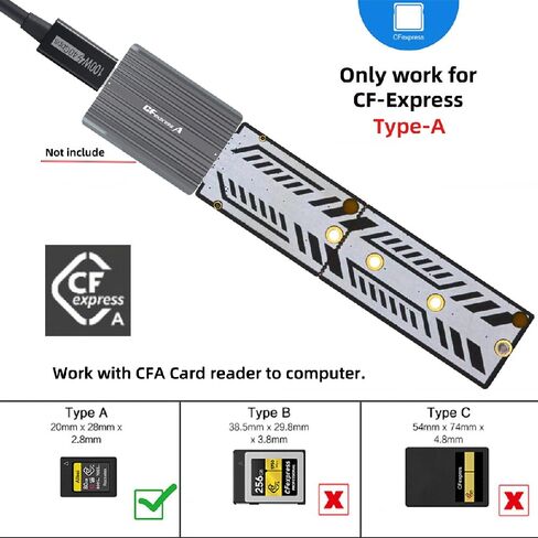 Cablecc CFE CFA to CFB Memory Card Kit Case CFexpress Type-A to Type-B Adapter Compatible with Camera 8K RAW PCIe Expansion in Saudi Arabia