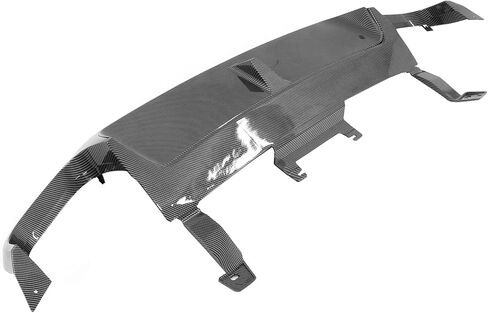 IKON MOTORSPORTS, Rear Diffuser Bumper Lip Compatible with 2013-2014 Ford Mustang Shelby GT500, GT500 Style Carbon Fiber Print PP Rear Bumper Lip Spoiler Diffuser W/ V3 Style Shark Fins in Saudi Arabia