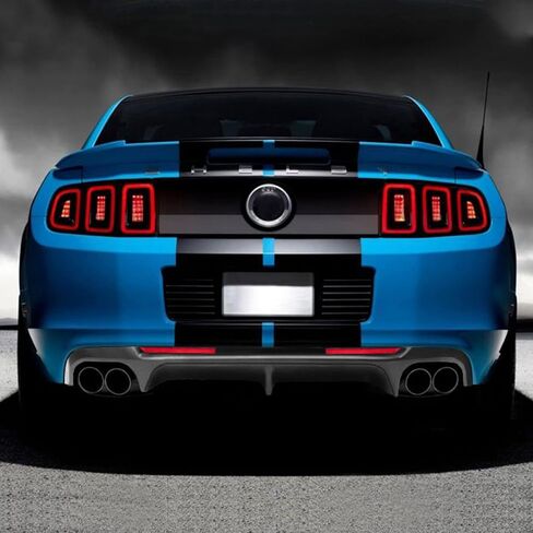 IKON MOTORSPORTS, Rear Diffuser Bumper Lip Compatible with 2013-2014 Ford Mustang Shelby GT500, GT500 Style Carbon Fiber Print PP Rear Bumper Lip Spoiler Diffuser W/ V3 Style Shark Fins in Saudi Arabia