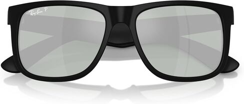 Ray Ban RB4165 Justin Rectangular Sunglasses, Rubber Black/Gradient Grey, 55 mm in Kuwait