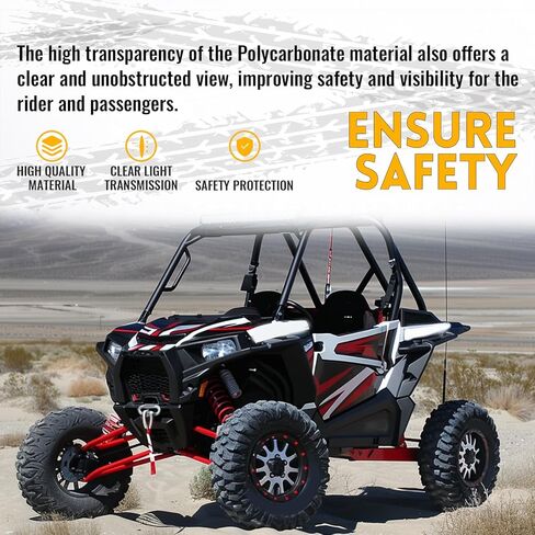 الزجاج الأمامي الخلفي من KUAFU متوافق مع 2008-UP Polaris RZR 800 800S 900xp 570 غطاء حماية من الرياح على الزجاج الأمامي الناعم باللون الأسود والواضح in Saudi Arabia