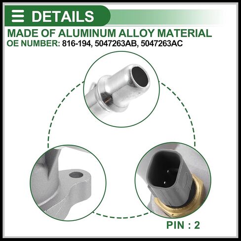Engine Coolant Thermostat Housing Assembly Replacement for Jeep Cherokee 2014-2021, 816-194 Metal Silver Tone 1Pc in Saudi Arabia