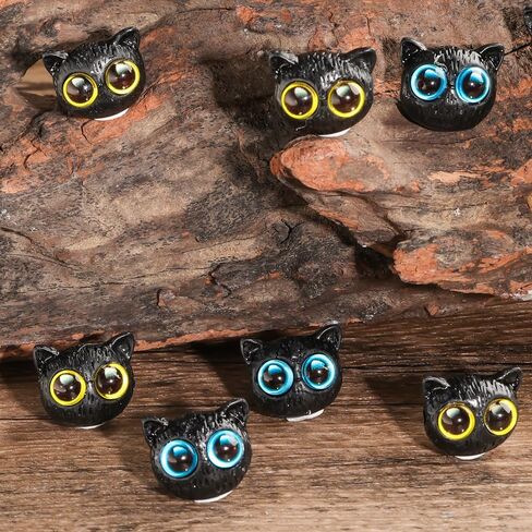 5Pcs Cartoon Big Eyed Cat Bead Resin 3D Cat Head Loose Spacer Bead DIY Handmade Bracelet Necklace Jewelry Gift Accessory (Blue Eye) in Saudi Arabia