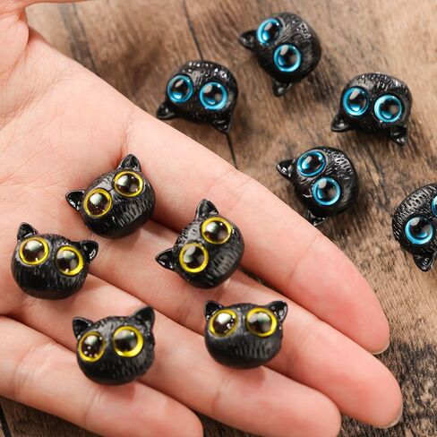 5Pcs Cartoon Big Eyed Cat Bead Resin 3D Cat Head Loose Spacer Bead DIY Handmade Bracelet Necklace Jewelry Gift Accessory (Blue Eye) in Saudi Arabia