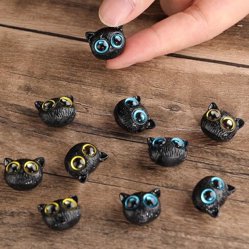 5Pcs Cartoon Big Eyed Cat Bead Resin 3D Cat Head Loose Spacer Bead DIY Handmade Bracelet Necklace Jewelry Gift Accessory (Blue Eye) in Saudi Arabia