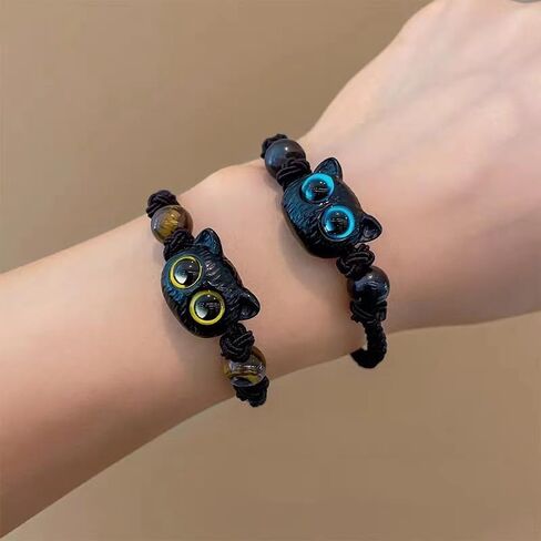 5Pcs Cartoon Big Eyed Cat Bead Resin 3D Cat Head Loose Spacer Bead DIY Handmade Bracelet Necklace Jewelry Gift Accessory (Blue Eye) in Saudi Arabia
