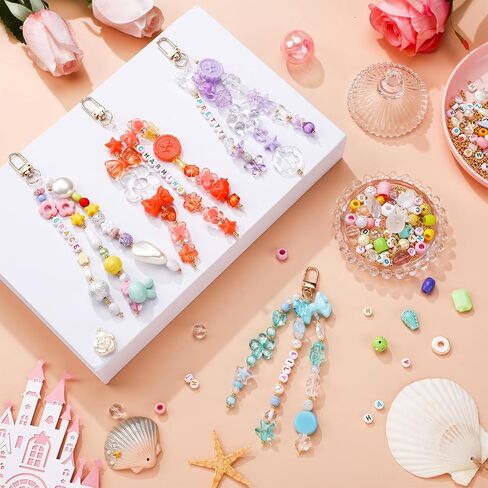 630 Pcs Christmas Beaded Charms Keychain Making Kit DIY Crafts Adjustable Letter Strings Keychain Gift Alphabet Jewelry Key Ring Bag Charms Backpack Accessories for Women Party Favor in Saudi Arabia