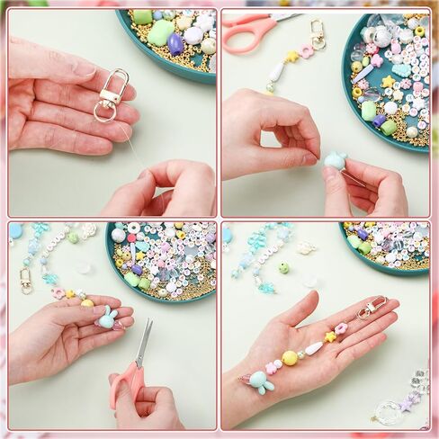 630 Pcs Christmas Beaded Charms Keychain Making Kit DIY Crafts Adjustable Letter Strings Keychain Gift Alphabet Jewelry Key Ring Bag Charms Backpack Accessories for Women Party Favor in Saudi Arabia