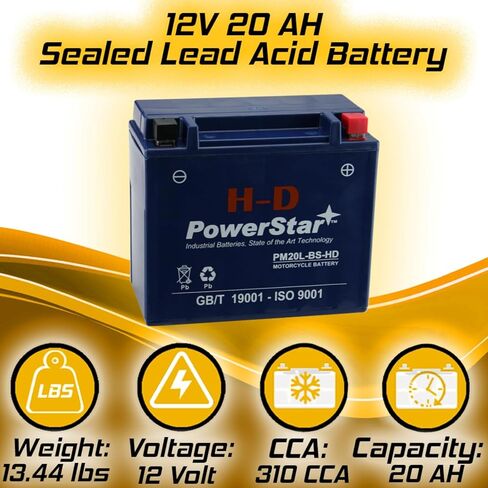 PowerStar YTX20HL-BS ATV Battery Replacement for Yamaha YFM600FW, YFV600FW, Grizzly 600CC 98-'01 in Saudi Arabia