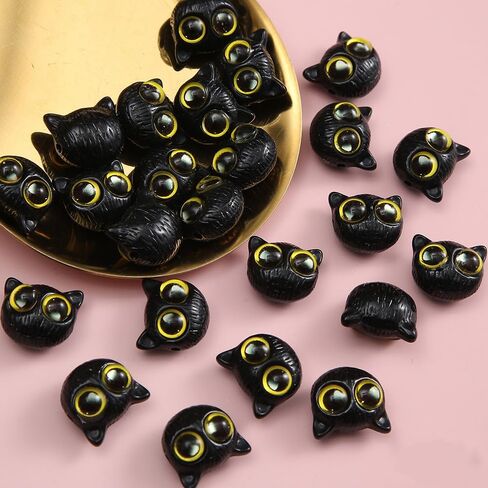 5Pcs Cartoon Big Eyed Cat Bead Resin 3D Cat Head Loose Spacer Bead DIY Handmade Bracelet Necklace Jewelry Gift Accessory (Blue Eye) in Saudi Arabia