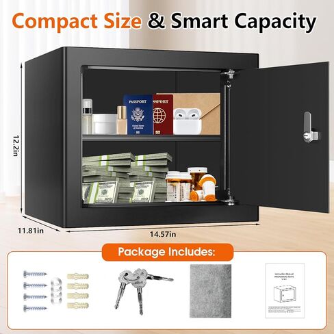 Safe Box with Key Lock, Steel Security Lock Box, 0.23 Cubic Feet Small Safes for Home College Dorm and Personal Use, 9.06" W x 6.69" D x 6.69" H, Small Safety Box for Money Jewelry in Saudi Arabia