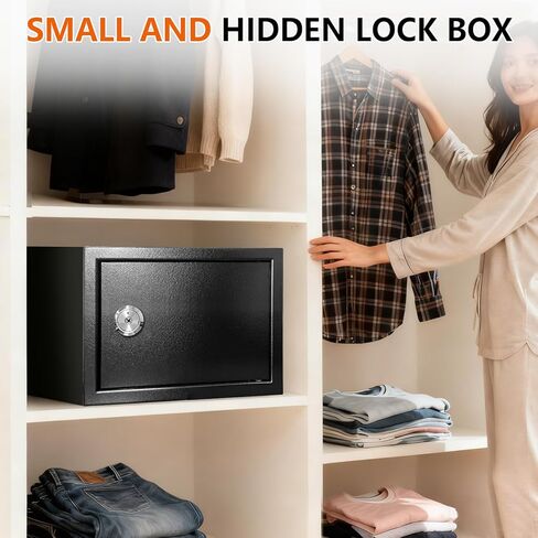 Safe Box with Key Lock, Steel Security Lock Box, 0.23 Cubic Feet Small Safes for Home College Dorm and Personal Use, 9.06" W x 6.69" D x 6.69" H, Small Safety Box for Money Jewelry in Saudi Arabia
