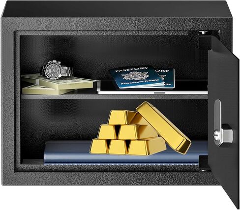 Safe Box with Key Lock, Steel Security Lock Box, 0.23 Cubic Feet Small Safes for Home College Dorm and Personal Use, 9.06" W x 6.69" D x 6.69" H, Small Safety Box for Money Jewelry in Saudi Arabia