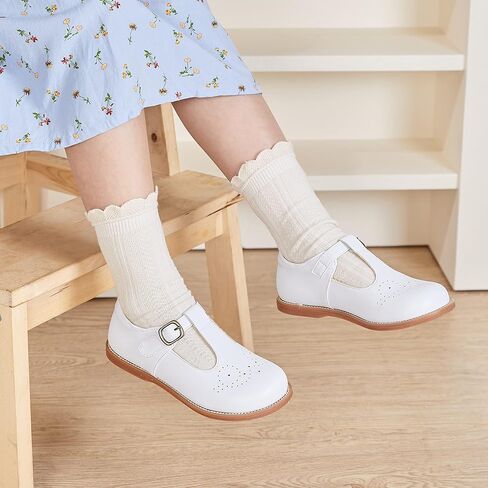 GINFIVE Toddler Girls Mary Jane School Oxford Dress Flat Shoes for Wedding | Wide toe box, Hook and Loop, School Uniform Shoes for Party, Formal, Daily Wear in Saudi Arabia