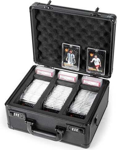 Graded Card Case Storage Box – Fits PSA BGS SGC Slabs – 6 Foam Dividers, Shoulder Strap, Odor-Free Design – Sports Trading Card Holder for Baseball, Football, Basketball – Durable & Dust-Resistant in Saudi Arabia