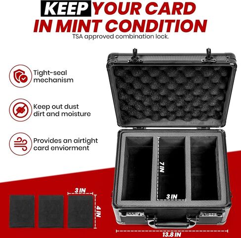 Graded Card Case Storage Box – Fits PSA BGS SGC Slabs – 6 Foam Dividers, Shoulder Strap, Odor-Free Design – Sports Trading Card Holder for Baseball, Football, Basketball – Durable & Dust-Resistant in Saudi Arabia