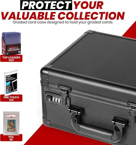 Graded Card Case Storage Box – Fits PSA BGS SGC Slabs – 6 Foam Dividers, Shoulder Strap, Odor-Free Design – Sports Trading Card Holder for Baseball, Football, Basketball – Durable & Dust-Resistant in Saudi Arabia