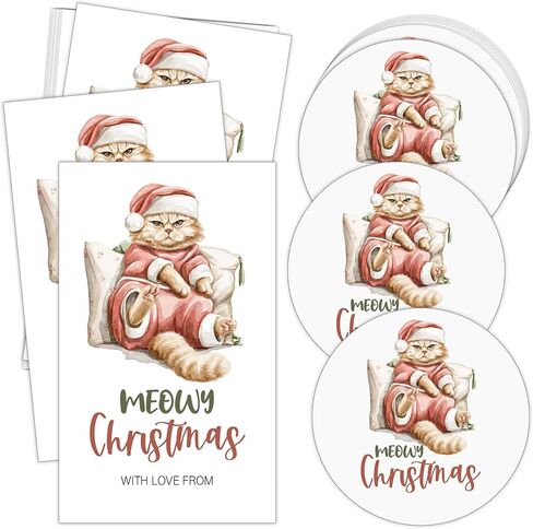 ملصقات بطاقات هدايا عيد الميلاد، مجموعة مكونة من 20 بطاقة اسم مستديرة و20 مستطيلة، عيد ميلاد سعيد لسانتا، مناسبة لتغليف الهدايا، ديكور حفلات العطلات، أختام المظاريف، صناعة يدوية-A09 in Kuwait