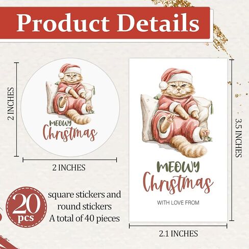 ملصقات بطاقات هدايا عيد الميلاد، مجموعة مكونة من 20 بطاقة اسم مستديرة و20 مستطيلة، عيد ميلاد سعيد لسانتا، مناسبة لتغليف الهدايا، ديكور حفلات العطلات، أختام المظاريف، صناعة يدوية-A09 in Kuwait