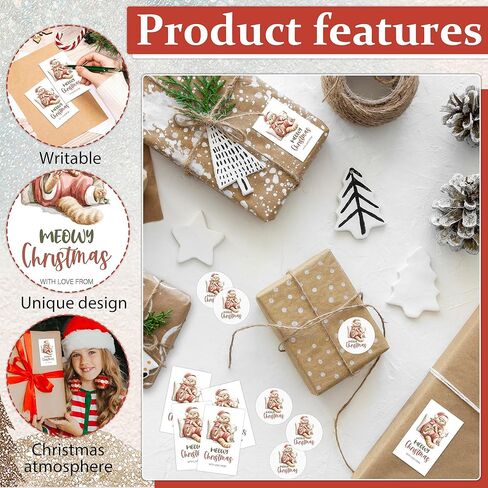 ملصقات بطاقات هدايا عيد الميلاد، مجموعة مكونة من 20 بطاقة اسم مستديرة و20 مستطيلة، عيد ميلاد سعيد لسانتا، مناسبة لتغليف الهدايا، ديكور حفلات العطلات، أختام المظاريف، صناعة يدوية-A09 in Kuwait