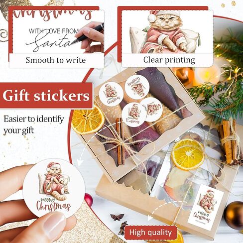 ملصقات بطاقات هدايا عيد الميلاد، مجموعة مكونة من 20 بطاقة اسم مستديرة و20 مستطيلة، عيد ميلاد سعيد لسانتا، مناسبة لتغليف الهدايا، ديكور حفلات العطلات، أختام المظاريف، صناعة يدوية-A09 in Kuwait