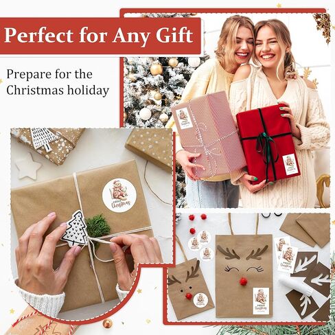 ملصقات بطاقات هدايا عيد الميلاد، مجموعة مكونة من 20 بطاقة اسم مستديرة و20 مستطيلة، عيد ميلاد سعيد لسانتا، مناسبة لتغليف الهدايا، ديكور حفلات العطلات، أختام المظاريف، صناعة يدوية-A09 in Kuwait