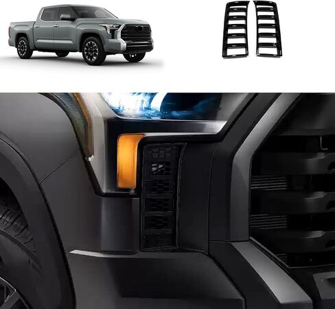 Front Headlights Grille Vent Covers Compatible With Toyota Tundra 2022 2023 2024 2025 Front Grill Air Intake Vent Cover Car Accessories ABS 2PCS(Glossy Black Style) in Saudi Arabia