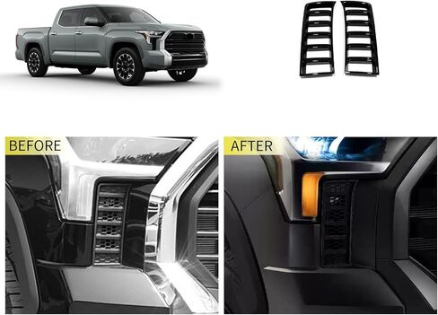 Front Headlights Grille Vent Covers Compatible With Toyota Tundra 2022 2023 2024 2025 Front Grill Air Intake Vent Cover Car Accessories ABS 2PCS(Glossy Black Style) in Saudi Arabia