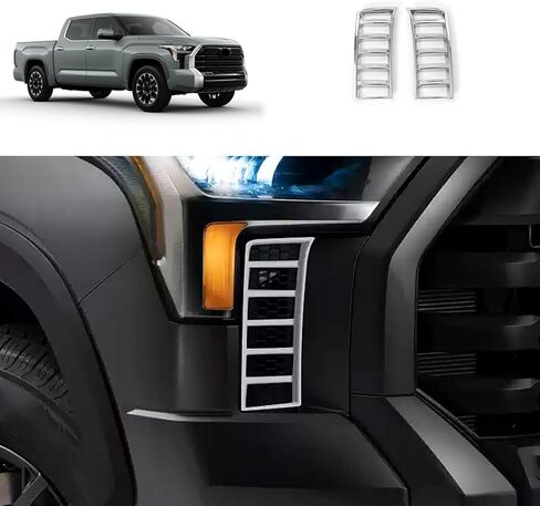Front Headlights Grille Vent Covers Compatible With Toyota Tundra 2022 2023 2024 2025 Front Grill Air Intake Vent Cover Car Accessories ABS 2PCS(Glossy Black Style) in Saudi Arabia