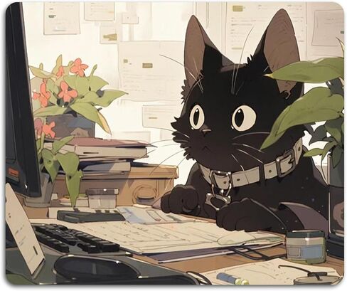 لوحة ماوس مضحكة على شكل قطة سوداء لطيفة وسادات ماوس صغيرة لطيفة للمكتب والكمبيوتر ولوحة ماوس للكمبيوتر المحمول وماوس لاسلكي ولوحة ماوس مربعة الشكل، قطة عمل in Kuwait