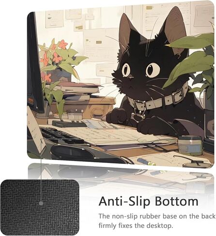 لوحة ماوس مضحكة على شكل قطة سوداء لطيفة وسادات ماوس صغيرة لطيفة للمكتب والكمبيوتر ولوحة ماوس للكمبيوتر المحمول وماوس لاسلكي ولوحة ماوس مربعة الشكل، قطة عمل in Kuwait