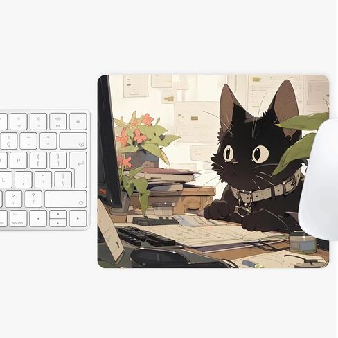 لوحة ماوس مضحكة على شكل قطة سوداء لطيفة وسادات ماوس صغيرة لطيفة للمكتب والكمبيوتر ولوحة ماوس للكمبيوتر المحمول وماوس لاسلكي ولوحة ماوس مربعة الشكل، قطة عمل in Kuwait