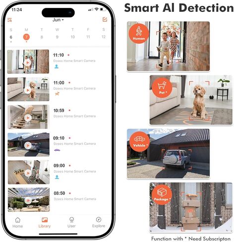 Dzees 2K Security Cameras Wireless Outdoor, Battery Powered AI Motion Detection Spotlight Siren Alarm WiFi Surveillance Indoor Home Camera, Color Night Vision, 2 Way Audio, Local/Cloud IP66, 4 Pack in Kuwait