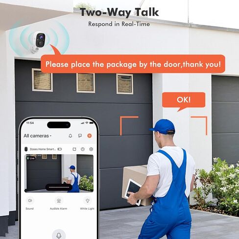 Dzees 2K Security Cameras Wireless Outdoor, Battery Powered AI Motion Detection Spotlight Siren Alarm WiFi Surveillance Indoor Home Camera, Color Night Vision, 2 Way Audio, Local/Cloud IP66, 4 Pack in Kuwait