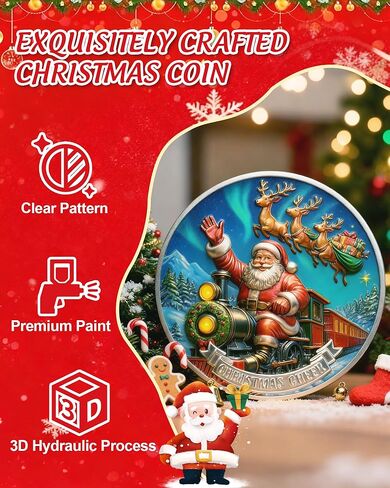Christmas Express Christmas Coin | Santa Claus Coins Featuring Reindeer Rudolph and Wreath Designs, Perfect Christmas Decoration, New Year Holiday Gift for Family and Friends in Saudi Arabia