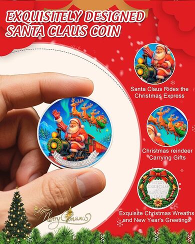 Christmas Express Christmas Coin | Santa Claus Coins Featuring Reindeer Rudolph and Wreath Designs, Perfect Christmas Decoration, New Year Holiday Gift for Family and Friends in Saudi Arabia