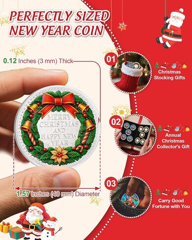 Christmas Express Christmas Coin | Santa Claus Coins Featuring Reindeer Rudolph and Wreath Designs, Perfect Christmas Decoration, New Year Holiday Gift for Family and Friends in Saudi Arabia