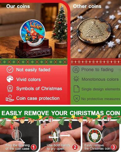 Christmas Express Christmas Coin | Santa Claus Coins Featuring Reindeer Rudolph and Wreath Designs, Perfect Christmas Decoration, New Year Holiday Gift for Family and Friends in Saudi Arabia