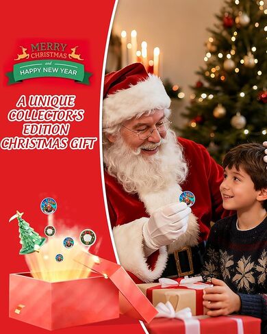 Christmas Express Christmas Coin | Santa Claus Coins Featuring Reindeer Rudolph and Wreath Designs, Perfect Christmas Decoration, New Year Holiday Gift for Family and Friends in Saudi Arabia