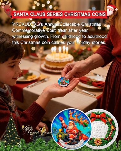 Christmas Express Christmas Coin | Santa Claus Coins Featuring Reindeer Rudolph and Wreath Designs, Perfect Christmas Decoration, New Year Holiday Gift for Family and Friends in Saudi Arabia