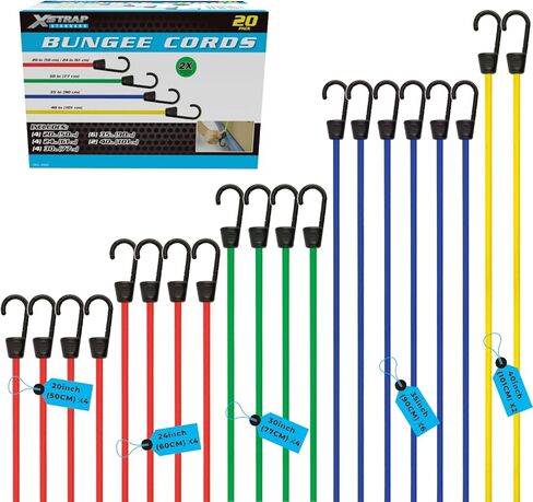 XSTRAP STANDARD 14 Pieces Standard Bungee Kit - Includes 18", 24", 30", 40" Bungee Cords with Hooks in Kuwait
