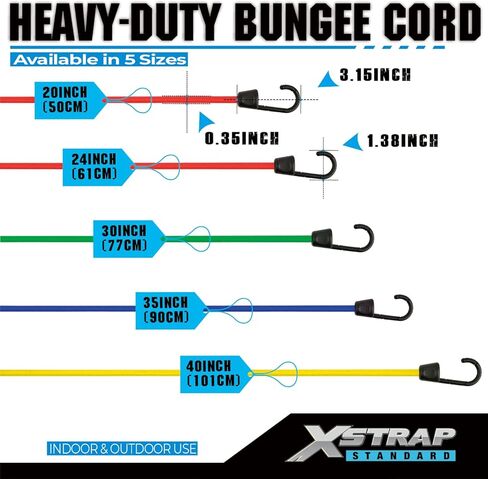 XSTRAP STANDARD 14 Pieces Standard Bungee Kit - Includes 18", 24", 30", 40" Bungee Cords with Hooks in Kuwait