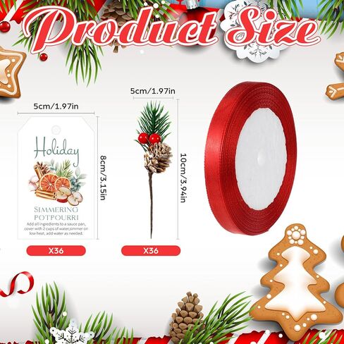 36 Sets Christmas Stovetop Potpourri Tag Include Simmer Instruction Tags and Pine Branches Potpourri Gift Set for Holiday DIY Crafting Kit Simmering Supplies in Kuwait