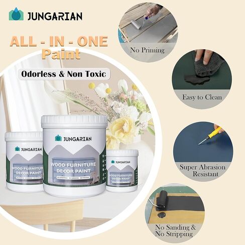 Furniture Paint Kit 32oz with Tools - Water-based & Low Odor All-in-One No Sanding - Matte Finish Indoor Outdoor Wood Paint for Cabinets, Doors, Tables and Dressers - Cream in Saudi Arabia