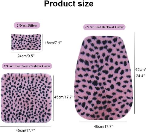 6PC Plush Leopard Car Front Seat Cover for Women, Non-Slip Automotive Seat Covers with 2 Neck Pillows, Universal Fit for Car Truck SUV Interior Cover, Fluffy Car Seat Cushion, Beige in Saudi Arabia